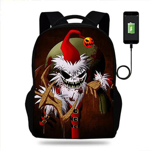 17in Nightmare Before Christmas USB Charge Backpack Kids Men Women