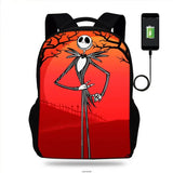 17in Nightmare Before Christmas USB Charge Backpack Kids Men Women