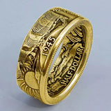 1945 History Ring Double Side Stamp Painting For Men