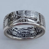 1945 History Ring Double Side Stamp Painting For Men