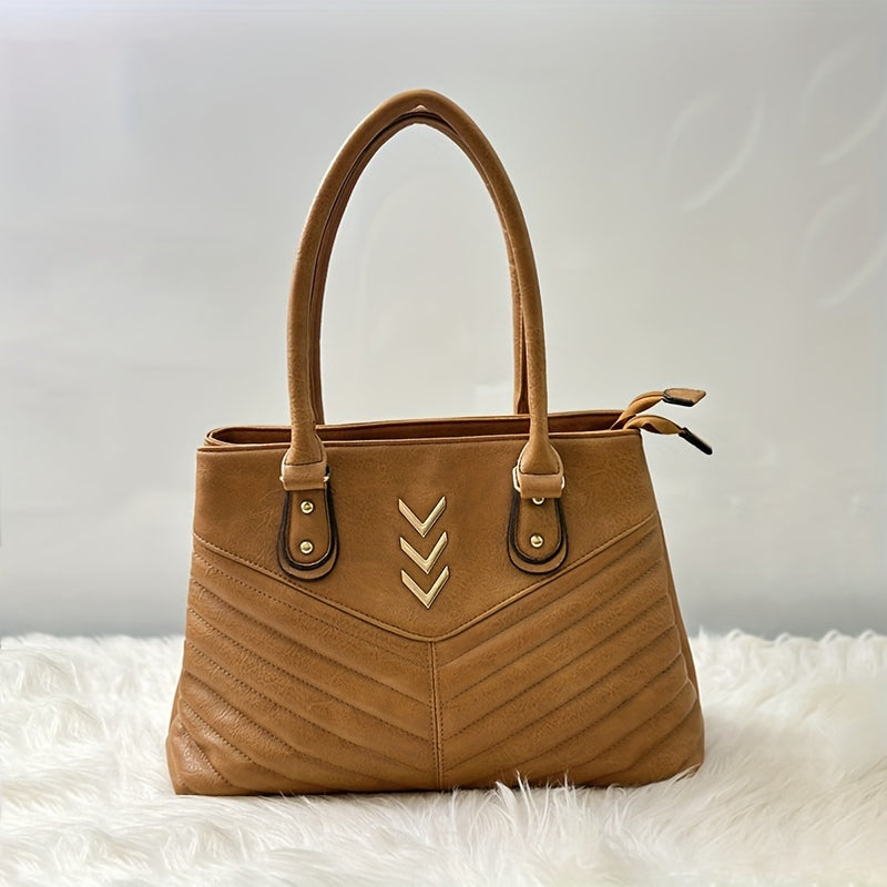 Vintage Quilted Satchel Bag Classic Handbag Zipper Bag For Women