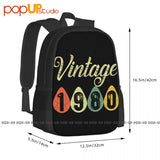 1980 40 Years Old Backpack Large Capacity School Softback Shopping Bag