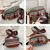 Hand Woven Crossbody Ethnic Straw Bags Women Handbag Retro Flap Rattan Straw Bea