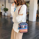 Hand Woven Crossbody Ethnic Straw Bags Women Handbag Retro Flap Rattan Straw Bea