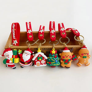 1PC Santa Claus Keychain Soft Adhesive Pendant for Backpack Phone Case Car