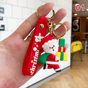 1PC Santa Claus Keychain Soft Adhesive Pendant for Backpack Phone Case Car