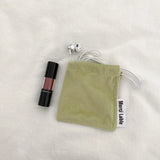 Corduroy Drawstring Bag Cosmetic Lipstick Purse Pouch