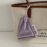 Corduroy Drawstring Bag Cosmetic Lipstick Purse Pouch