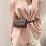 Lady Weave Crossbody Bag PU Leather Handbag Small Square Shoulder Messenger