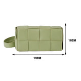 Lady Weave Crossbody Bag PU Leather Handbag Small Square Shoulder Messenger