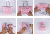 Floral Insulated Lunch Bag Portable Carry Tote Cooler Lunch Box