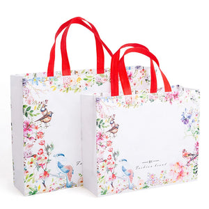 Flower Print Foldable Shopping Bag Reusable Eco Shopper Bag Large