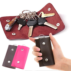 1PC Portable PU Key Wallet Case Car Keychain Bag Solid Storage Bag