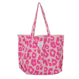 Pink Leopard Shoulder Bag Large Capacity Women's Bag Canvas Bucket Handbag