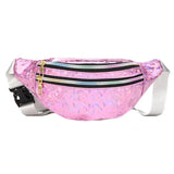 Holographic Fanny Pack Laser PU Waist Bag for Women Travel Beach