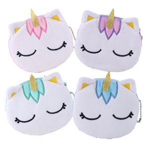 Plush Unicorn Women Coin Purse Mini Zipper Wallet