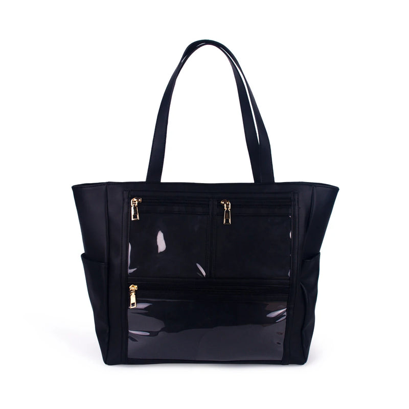 Waterproof Faux Leather Essential Oils Handbag with Nail Enamel Bottle Pockets