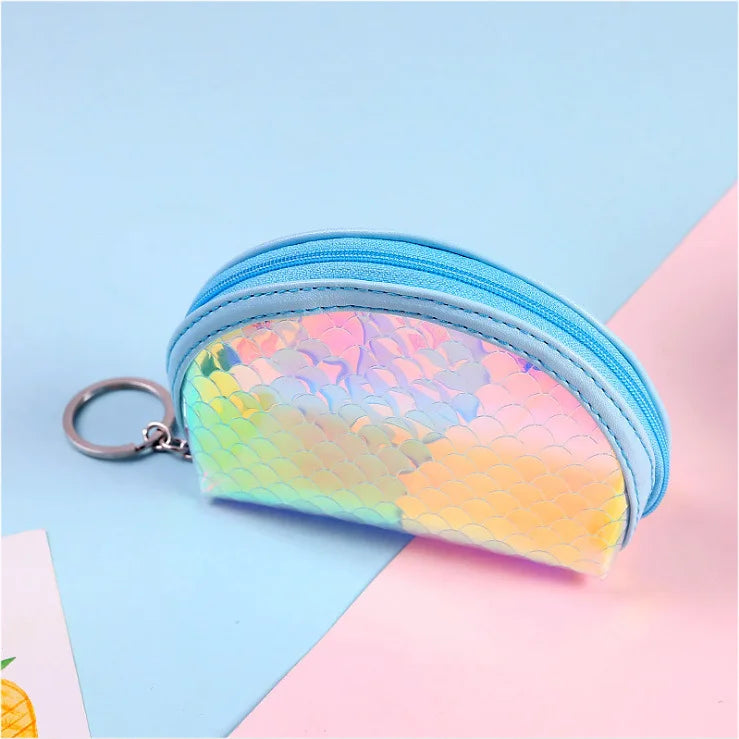 Colorful Fish Scale Coin Purse Mini Key Bag Girls Zipper Bags