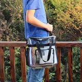 Clear PVC Shoulder Bag Large Capacity with Front Pocket Stadium Approved