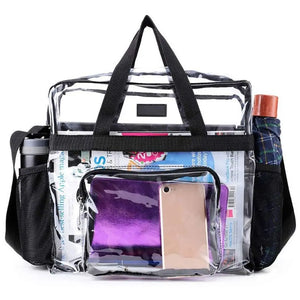 Clear PVC Shoulder Bag Large Capacity with Front Pocket Stadium Approved