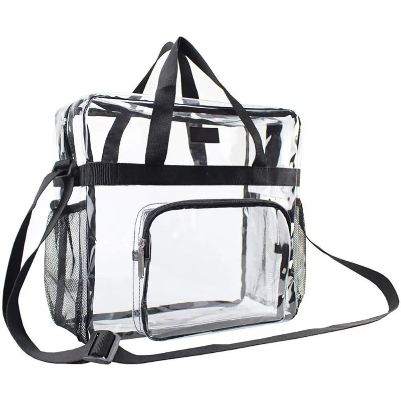 Clear PVC Shoulder Bag Large Capacity with Front Pocket Stadium Approved