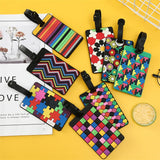 Geometric Pattern PVC Boarding Pass Luggage Tag ID Holder