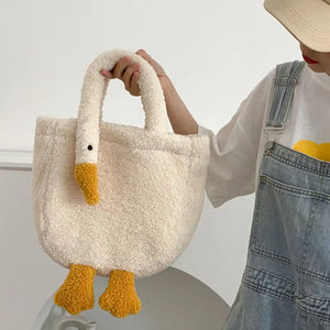 Woman Goose Cashmere Shoulder Bag Girl Cashmere Handbag Winter Warm