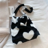Women Fluffy Shoulder Bag Top-Handle Handbag Plush Tote Shopping Bags