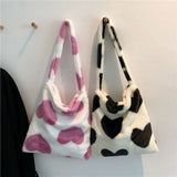 Women Fluffy Shoulder Bag Top-Handle Handbag Plush Tote Shopping Bags
