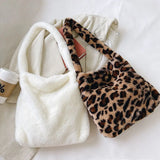 Women's Fluffy Shoulder Bag Top-handle Handbag Plush Tote Shopping Bag