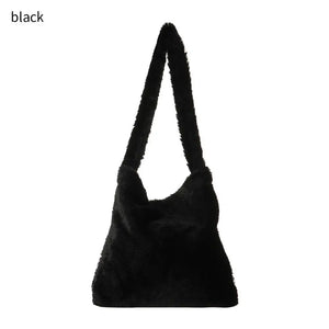 Women's Fluffy Shoulder Bag Top-handle Handbag Plush Tote Shopping Bag