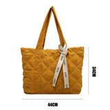 Women Large Capacity Down Cotton Padded Plaid Shoulder Bag