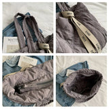 Women Large Capacity Down Cotton Padded Plaid Shoulder Bag