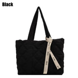 Women Large Capacity Down Cotton Padded Plaid Shoulder Bag