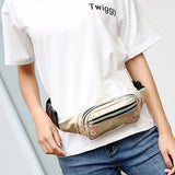 Women Waist Bag PU Travel Leisure Waist Bag Laser Holographic Banana