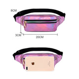 Women Waist Bag PU Travel Leisure Waist Bag Laser Holographic Banana
