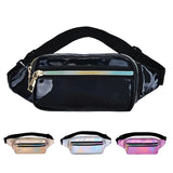 Women Waist Bag PU Travel Leisure Waist Bag Laser Holographic Banana
