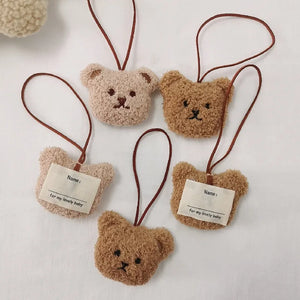 Plush Bear Key Chain Anti-Lost Name Tag for Girls Bags