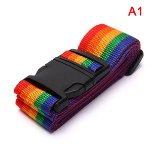 2M Rainbow Luggage Strap with Buckle, Packing Baggage Belts