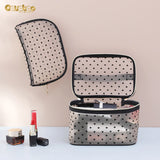 Mesh Cosmetic Bag Portable Zipper Pouch Love Makeup Bags Travel Accessories
