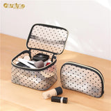 Mesh Cosmetic Bag Portable Zipper Pouch Love Makeup Bags Travel Accessories