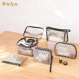 Mesh Cosmetic Bag Portable Zipper Pouch Love Makeup Bags Travel Accessories