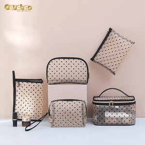 Mesh Cosmetic Bag Portable Zipper Pouch Love Makeup Bags Travel Accessories