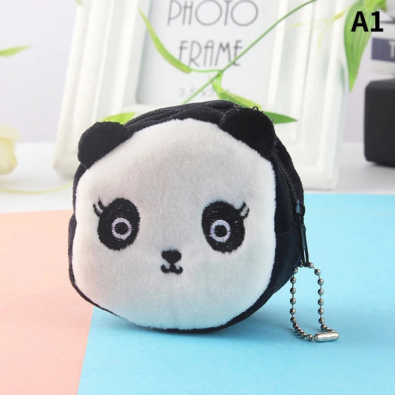 Cartoon Zipper Plush 3D Coin Purse Women Coin Pouch Earphone Wallet Key Holder