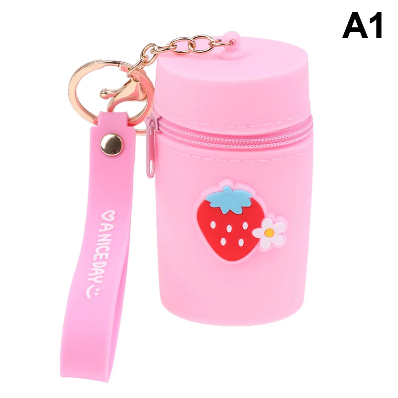 Silicone Bucket Bag Coin Purse with Keychain Pendant