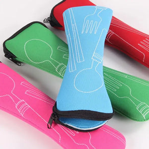 Portable Tableware Bag Reusable Cutlery Kit Case Pouch Dinnerware Picnic Fork