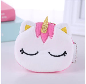 Plush Unicorn Coin Purse Zipper Card Bag Key Pouch Girls