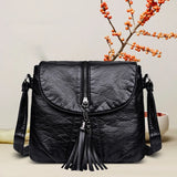 Fashion ladies shoulder bag messenger bag multi-pocket pu leather buckle handbag