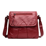 Fashion ladies shoulder bag messenger bag multi-pocket pu leather buckle handbag