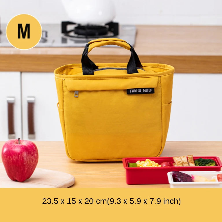 Cooler Bag Nylon Zipper Thermal Lunch Handbags Picnic Tote Food Bags